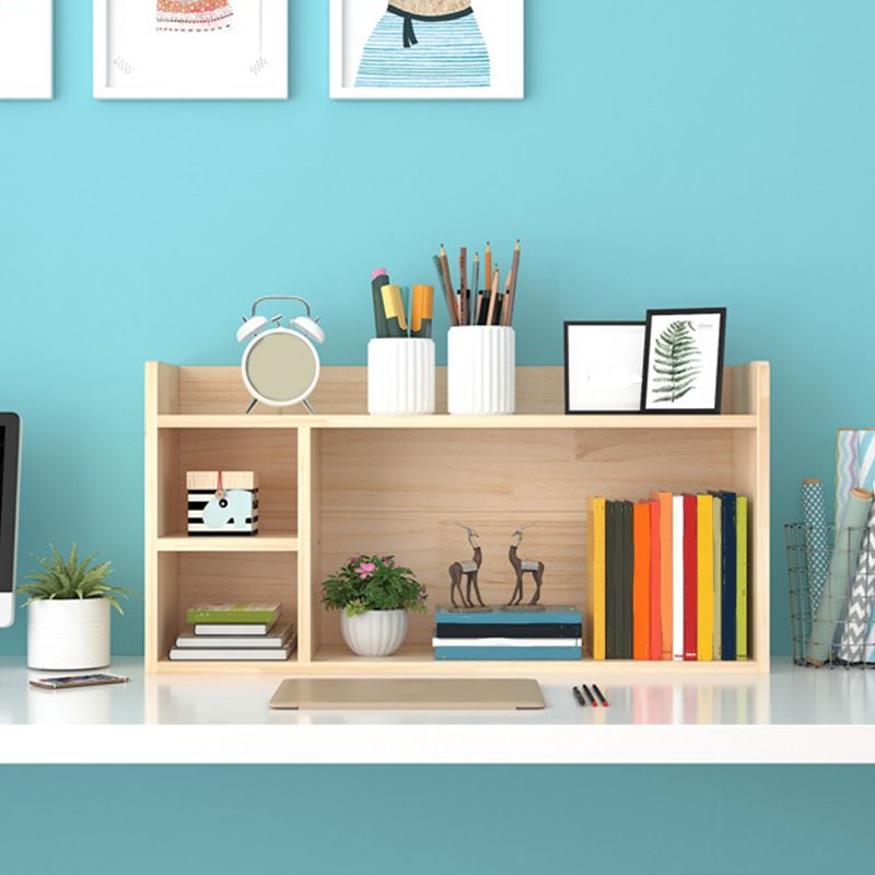 Mid-Century Modern Natural Bookcase Wooden Standard Bookshelf with Closed Back