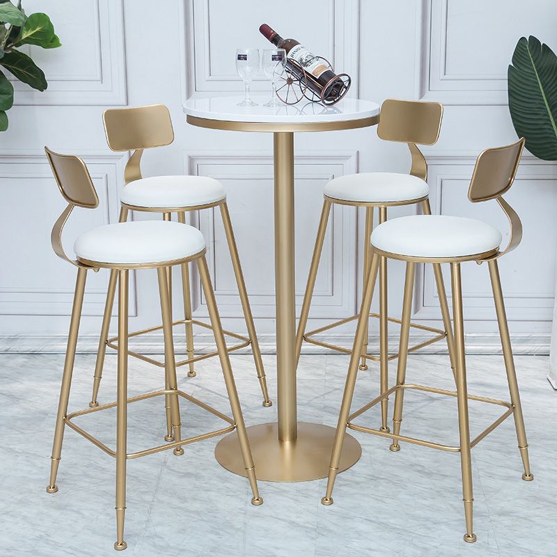 Glam Armless Backrest Counter Stool Iron Cafe Bar Stool with Leather Cushion and Pedal Clearhalo 'Bar Furniture' 'Bar Stools' 'bar_stools' 'furn' 'furn_bar_stools' 'Furniture' 'furniture_bar_stools' 'Kitchen & Dining Furniture' 1200x1200_2ac32150-f48b-489c-9d7c-15738a42c288