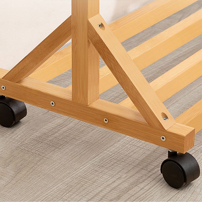 Les crochets d'étagères en bois de bambou en bois de bambou contemporain incluent un porte-manteau libre