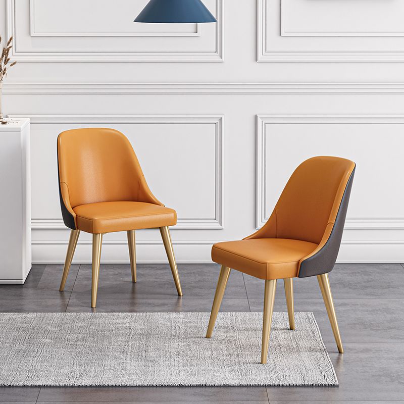 Scandinavian Design Solid Back Armless Dining Chair PU Leather Dining Chairs Clearhalo ' kitchen&dining_furn' 'Dining Chairs' 'Dining Tables & Seating' 'dining_chair' 'furn' 'furn_dining_chair' 'Furniture' 'furniture_dining_chair' 'Kitchen & Dining Furniture' 'kitchen' 1200x1200_2ac5f4a0-d910-4086-99dc-1809aa674279