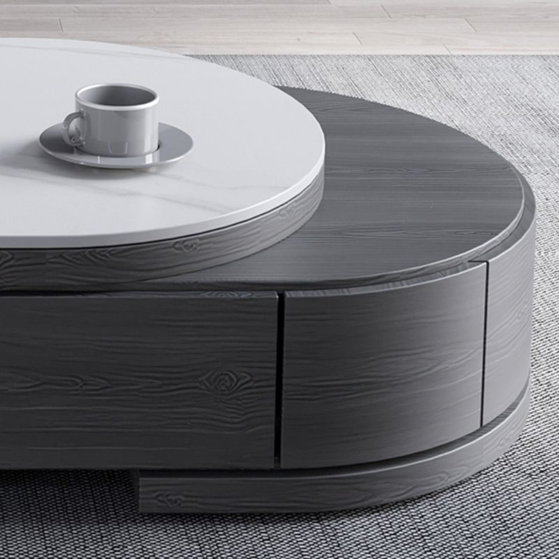 Tavolino ovale per caffè in legno e tavolino con cassetti di stoccaggio