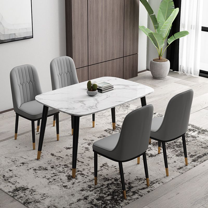 Scandinavian Style Dining Chair Metal Dining Room Solid Back Cushioned Chair Clearhalo ' kitchen&dining_furn' 'Dining Chairs' 'Dining Tables & Seating' 'dining_chair' 'furn' 'furn_dining_chair' 'Furniture' 'furniture_dining_chair' 'Kitchen & Dining Furniture' 'kitchen' 1200x1200_2ac61988-d38e-4faf-8cf5-e8356335da76