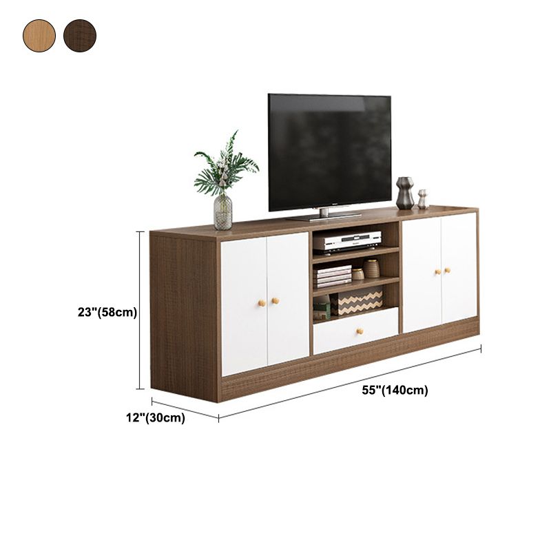 Mobile porta TV in legno in stile scandinavo, consolle porta TV con ripiani e ripiani