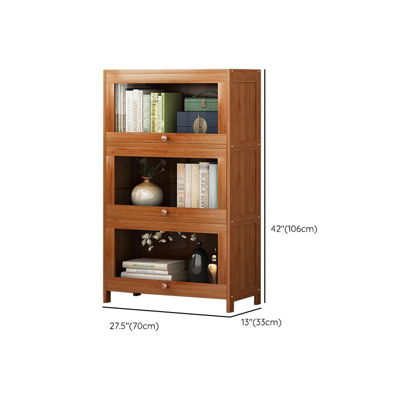 Closed Back Bamboo Bookcase Standard Modern Bookshelf with Cabinets