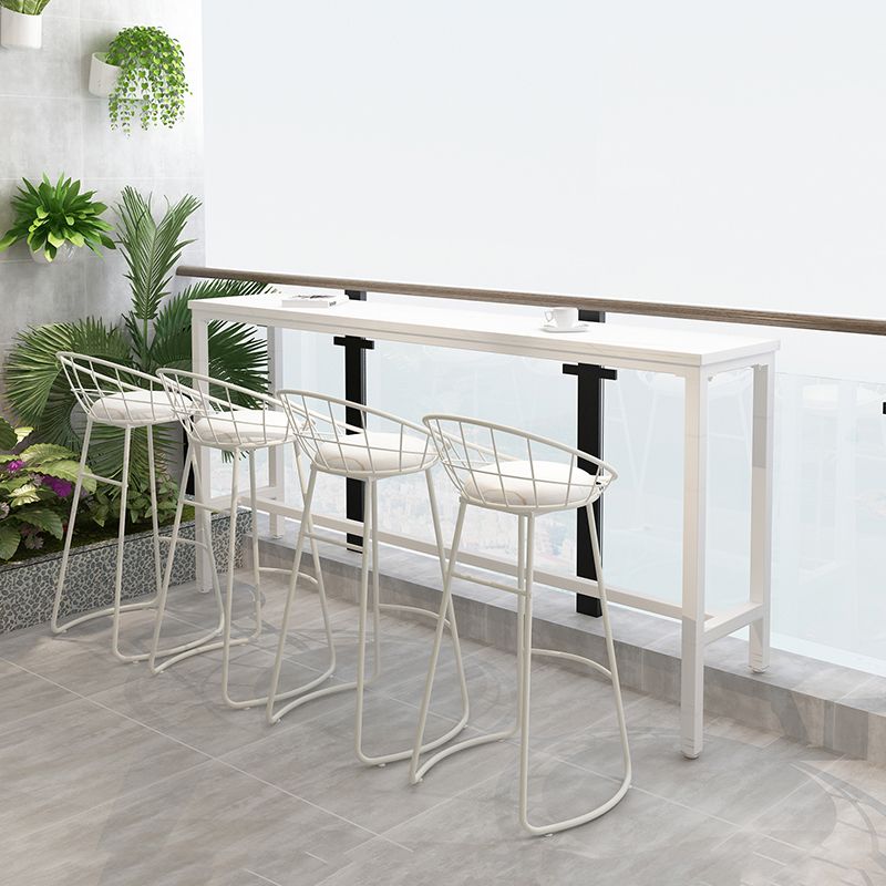 Round Upholstered Dining Stools Low Back Bar Stools with Footrest