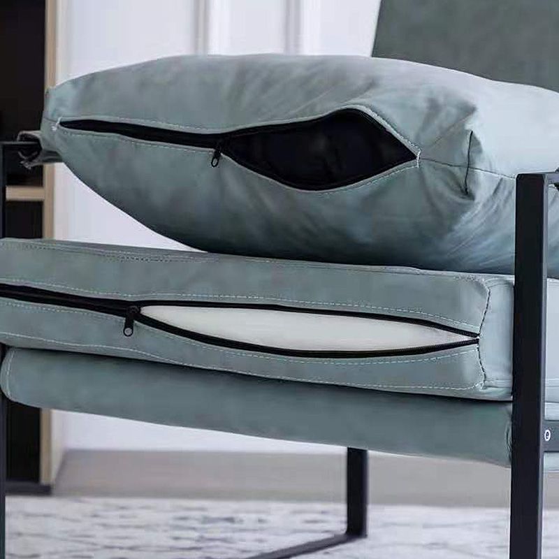 Square Arms Sled Based Faux Leather Arm Chair with Pillow Back Clearhalo 'Accent Chairs' 'accent_chairs' 'Chairs & Seating' 'Furniture' 'furniture_accent_chairs' 'Living Room Furniture' 1200x1200_2ac9ea62-8e50-4d18-90ca-235e183f8760