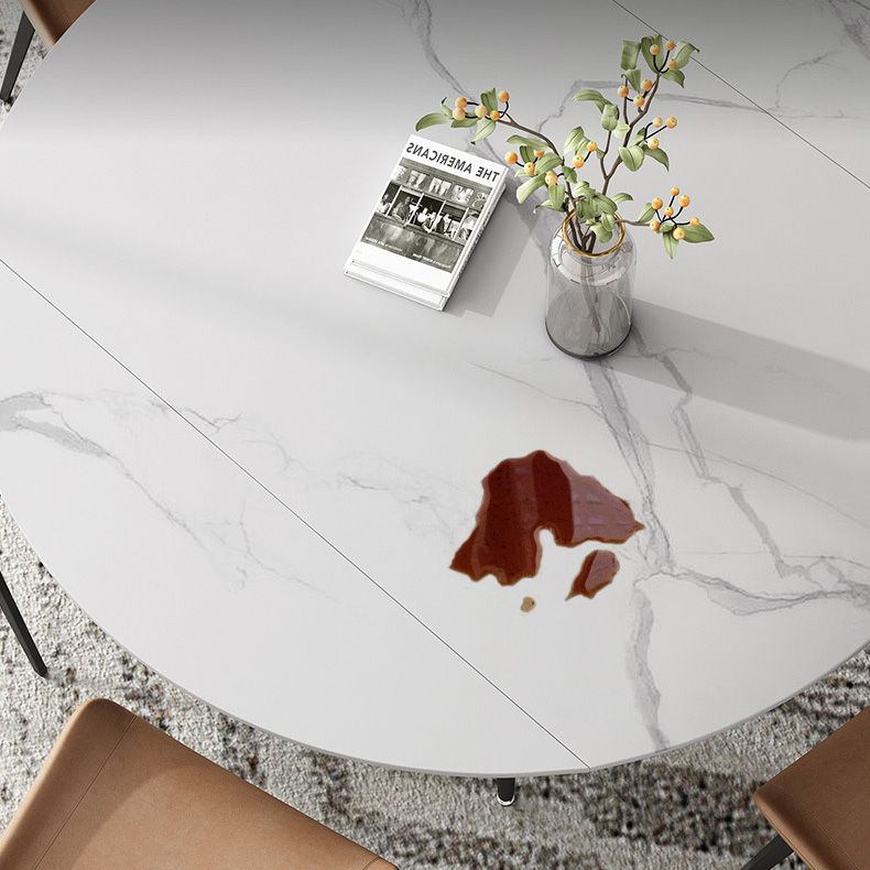 Simplicity Style Round Stone Table Drop-Leaf Dinner Table ,51"L x 51"W x 29.5"H Clearhalo 'Dining Tables & Seating' 'Dining Tables' 'dining_table' 'furn' 'furn_dining_table' 'Furniture' 'Kitchen & Dining Furniture' 1200x1200_2aca594d-1c93-4f08-82a9-1c127c6735c8