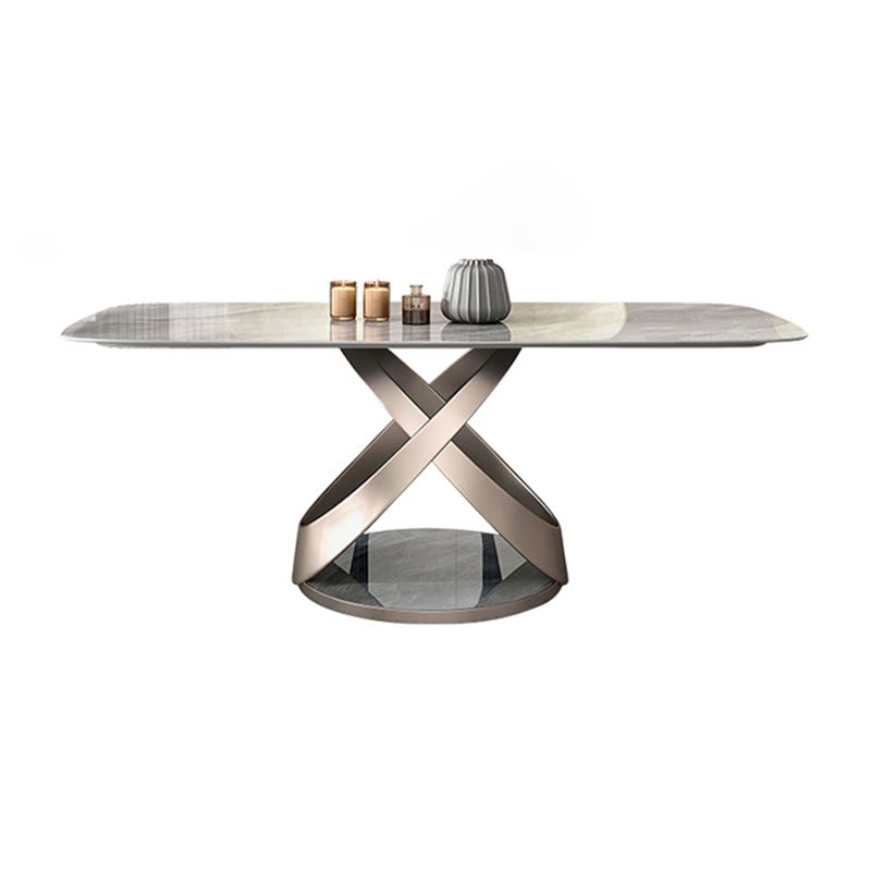 Luxury Sintered Stone Top Table Rectangle Grey Table with Gold Metal Pedestal Clearhalo ' dining_table' 'Dining Tables & Seating' 'Dining Tables' 'furn' 'furn_dining_table' 'Furniture' 'furniture_dining_table' 'Kitchen & Dining Furniture' 'kitchen&dining_furn' 'kitchen' 'kitchen_dining_table' 1200x1200_2acbeb83-7078-431e-a631-0a095c99db8c