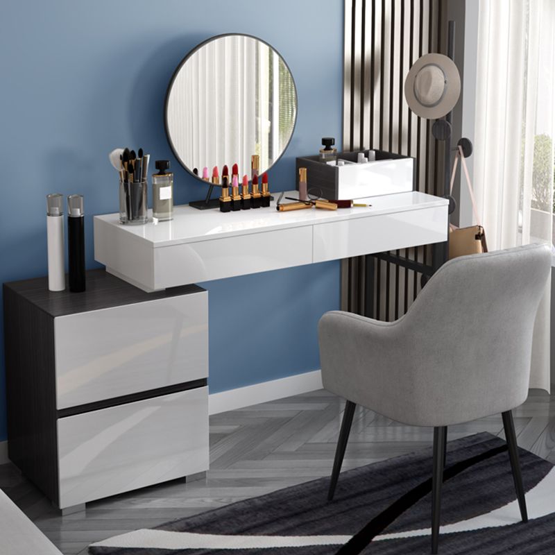 Modern 28.94" H Vanity Dressing Table Set 4 Drawers White Dresser with Stool Clearhalo 'Bedroom Furniture' 'furn' 'furn_makeup_vanities' 'Furniture' 'Makeup Vanities' 'makeup_vanities' 1200x1200_2acc64a6-f488-429f-9eff-9927301e0ccc
