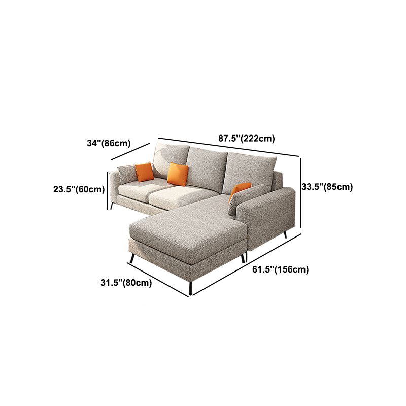 33.46" Tall Modern Linen Sectional/Sofa with Pillowed Back Cushions Clearhalo 'furn' 'furn_sectionals' 'Furniture' 'Living Room Furniture' 'Sectionals' 1200x1200_2acd4e3e-a15a-4e72-9b68-cdc81f3f77eb