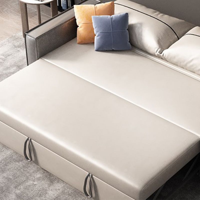 Cama de sofá de cuero de faux beige 35.43 "Sofá de durmiente plegable contemporáneo de ancho