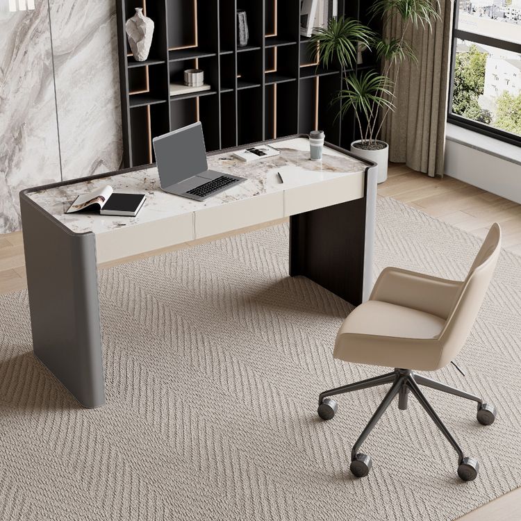 Glam Stone Office Desk 3-Drawers 29,92 "großer Schreibtisch mit Schlittenbasis