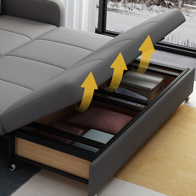 Contemporary Square Arm Cotton Blend Couch Bed with Pillows in Grey Clearhalo 'furn' 'furn_sofas' 'Furniture' 'Living Room Furniture' 'Sofa' 'sofas' 1200x1200_2ad0da7e-c02b-4ffa-bb84-391af986d40d