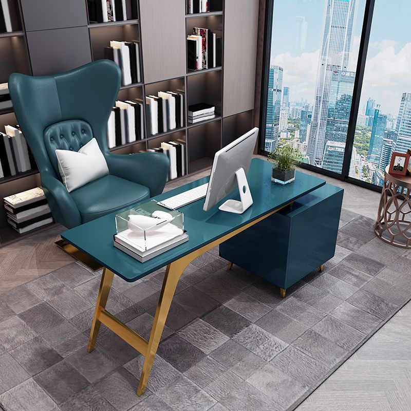 23.6" Wide Office Desk with 3 Storage Drawers Computer Desk Artificial Wood Clearhalo 'furn' 'furn_office_desk' 'Furniture' 'Office Desks' 'Office Furniture' 'office_desk' 1200x1200_2ad2af98-6b3b-4b3b-bd15-fb5957bccc67