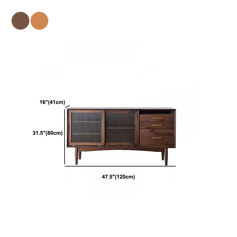 Sideboard di porta scorrevole in legno massiccio contemporaneo con 3 cassetti