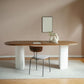 Pine Solid Wood Dining Table Oval Dining Table with Double Pedestal