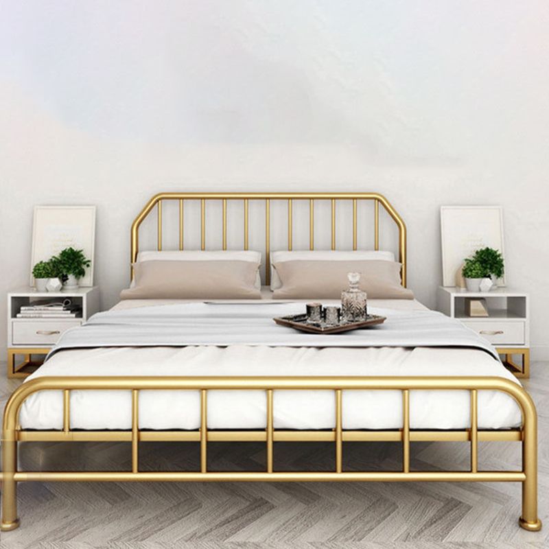 Solid Color Metal Open-Frame Bed Glam Slat Bed with Headboard Clearhalo 'Bedroom Furniture' 'Beds' 'furn' 'furn_beds' 'Furniture' 1200x1200_2ad98a78-39ff-4b7f-98d1-a2494c64237e