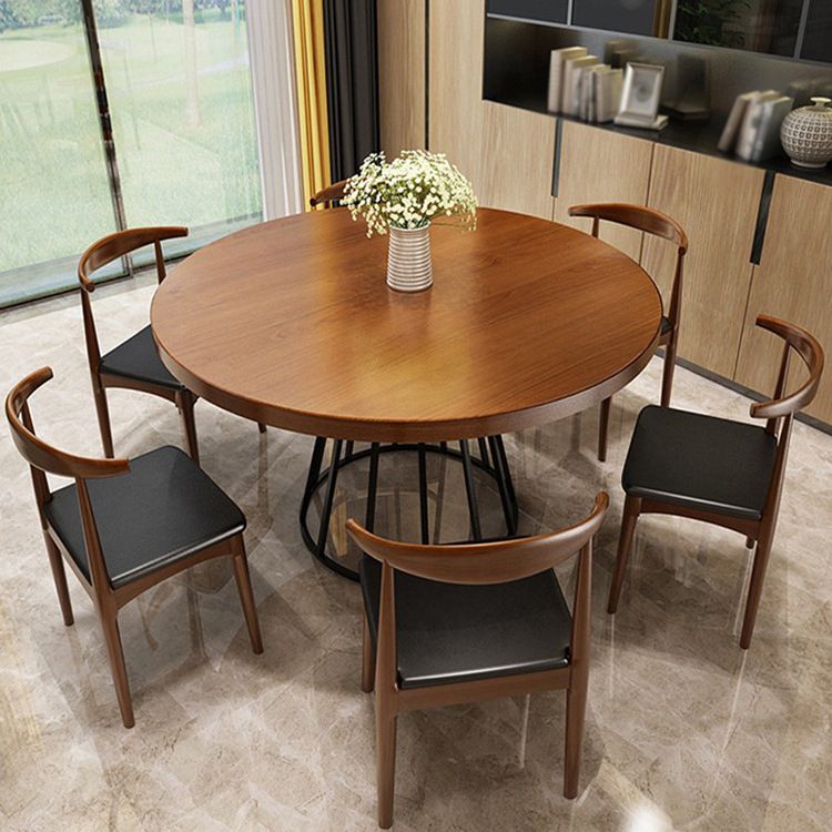 Contemporary Round Wood Table Standard Height Dining Table with Pedestal Base Clearhalo ' dining_table' 'Dining Tables & Seating' 'Dining Tables' 'furn' 'furn_dining_table' 'Furniture' 'furniture_dining_table' 'Kitchen & Dining Furniture' 'kitchen&dining_furn' 'kitchen' 'kitchen_dining_table' 1200x1200_2ada2239-e423-41cc-b8ce-efa08bb58da1