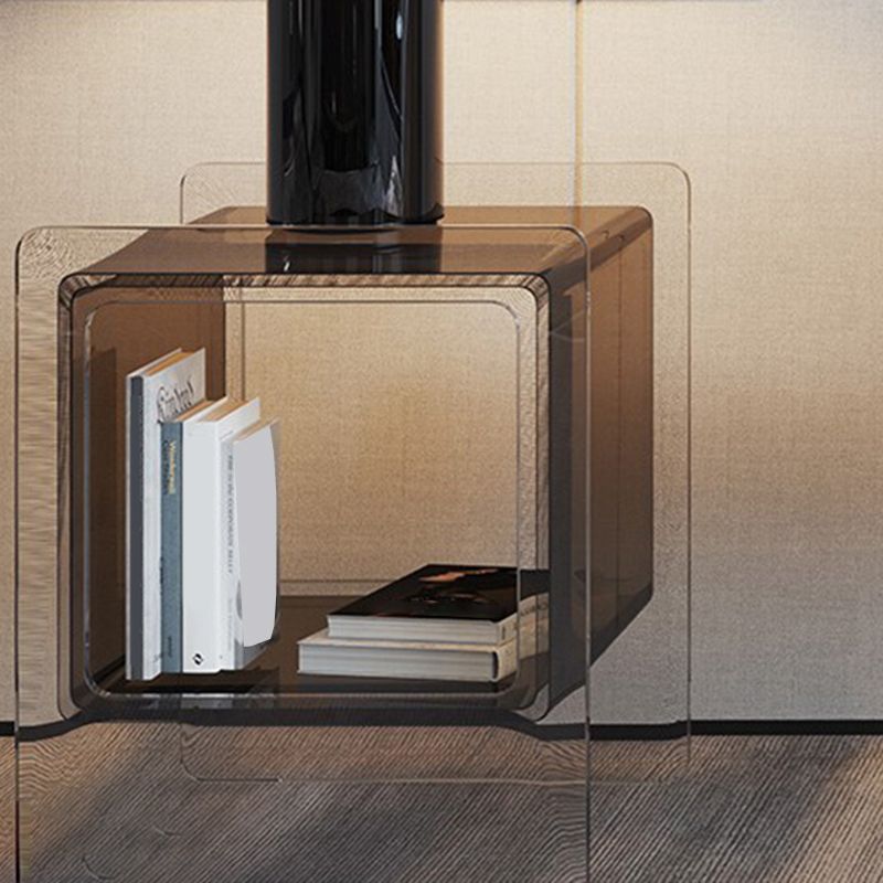 Rectangular Acrylic End Table Set with Storage Modern Simple 21.65" Tall Side Table