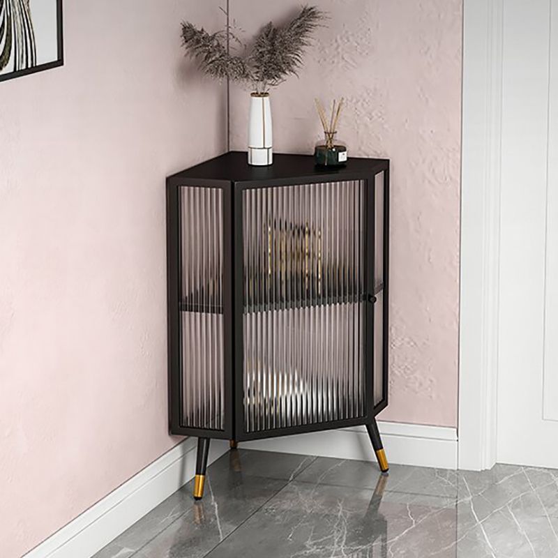 Modern Style Kitchen Server Glass Door Iron Frame Server for Living Room Clearhalo 'buffet_sideboard' 'Buffets & Sideboards' 'furn' 'furn_buffet_sideboard' 'Furniture' 'Kitchen & Dining Furniture' 1200x1200_2adc85a3-b2c2-4ba7-98d6-cec7c09b7dfc