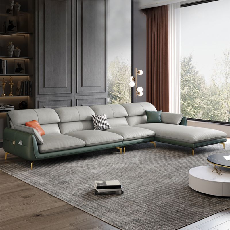 Scandinavian Faux Leather Light-grey Sectional for Apartment Clearhalo 'furn' 'furn_sectionals' 'Furniture' 'furniture_sectionals' 'kitchen' 'kitchen_sectionals' 'Living Room Furniture' 'Sectionals' 1200x1200_2add1ede-f9b8-4bae-b67b-491e0048f508