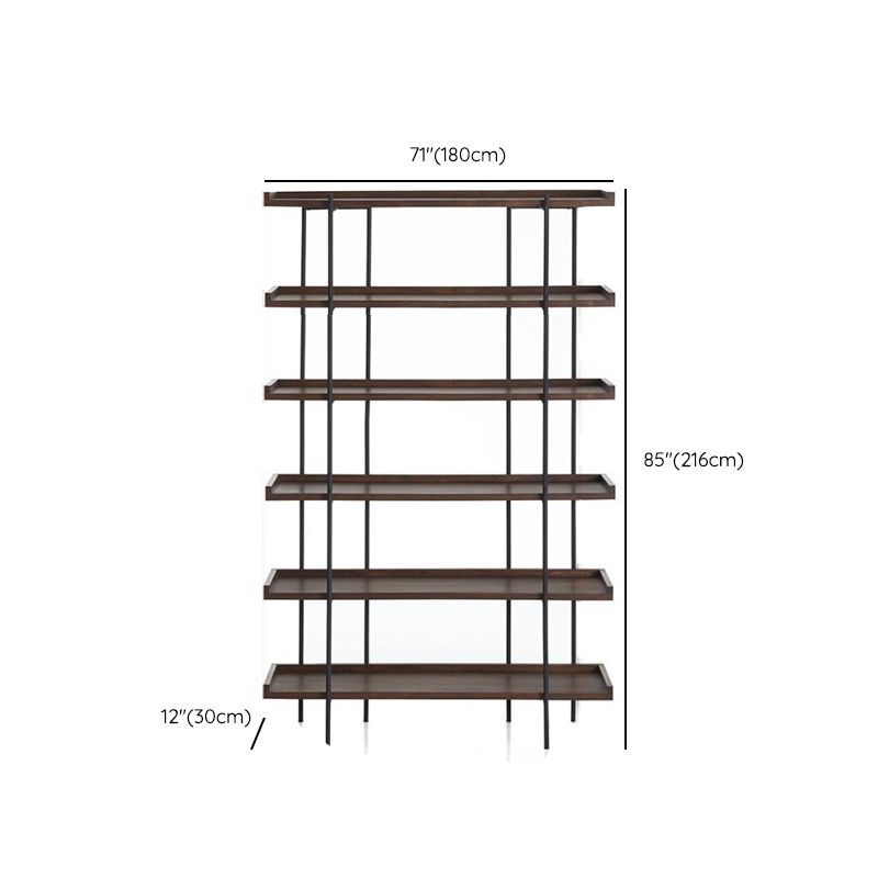 Etagere Open Back Bookshelf Wooden Industrial Bookcase with Shelves Clearhalo 'Bookcases' 'furn' 'furn_bookcases' 'Furniture' 'Office Furniture' 1200x1200_2add36cf-deaa-4e24-93d2-2824f7d464b2