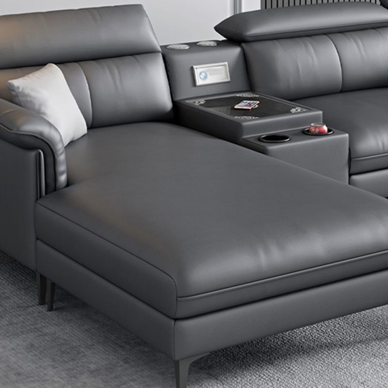 Dark Gray Modern Pillow Top Arm Sectional with Removable Cushions for Living Room Clearhalo 'furn' 'furn_sectionals' 'Furniture' 'furniture_sectionals' 'kitchen' 'kitchen_sectionals' 'Living Room Furniture' 'Sectionals' 1200x1200_2adfa66b-093c-4f85-98bc-e17d709debcf