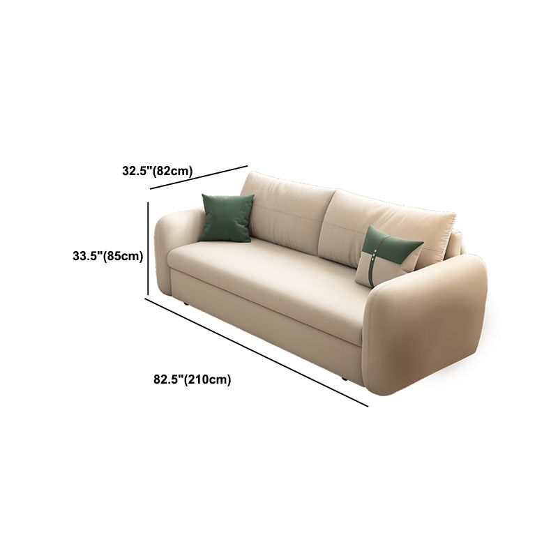 Contemporary Convertible Cotton Blend Square Arm Couch Bed in Beige