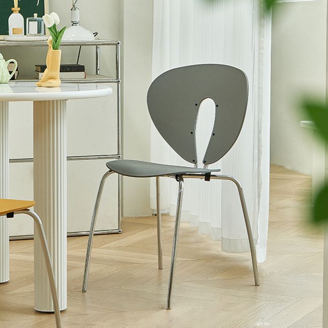 Moderne open rug plastic eetkamer zilveren been eetstoel