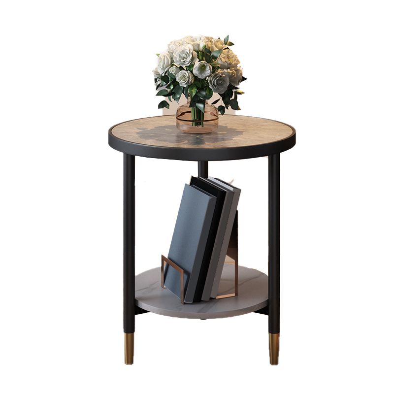 3 benen leisteen bijzettafel rondom minimalistische dubbele laag eindtafel