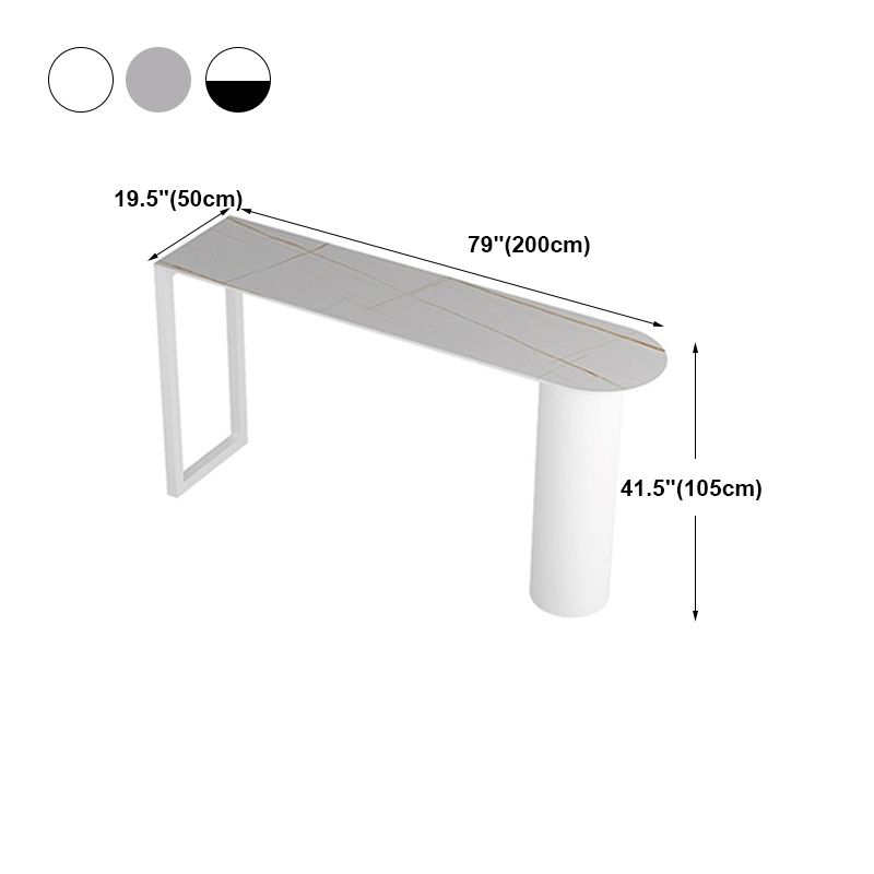 Cafe and Break-room Bistro Accent Dining Table Modern Stone Double Pedestal Counter Table Clearhalo 'Bar Furniture' 'Bar Tables' 'bar_tables' 'furn' 'furn_bar_tables' 'Furniture' 'furniture_bar_tables' 'Kitchen & Dining Furniture' 'kitchen&dining_furn' 'kitchen' 1200x1200_2ae15c39-0106-4378-b80e-83d3a48bd611