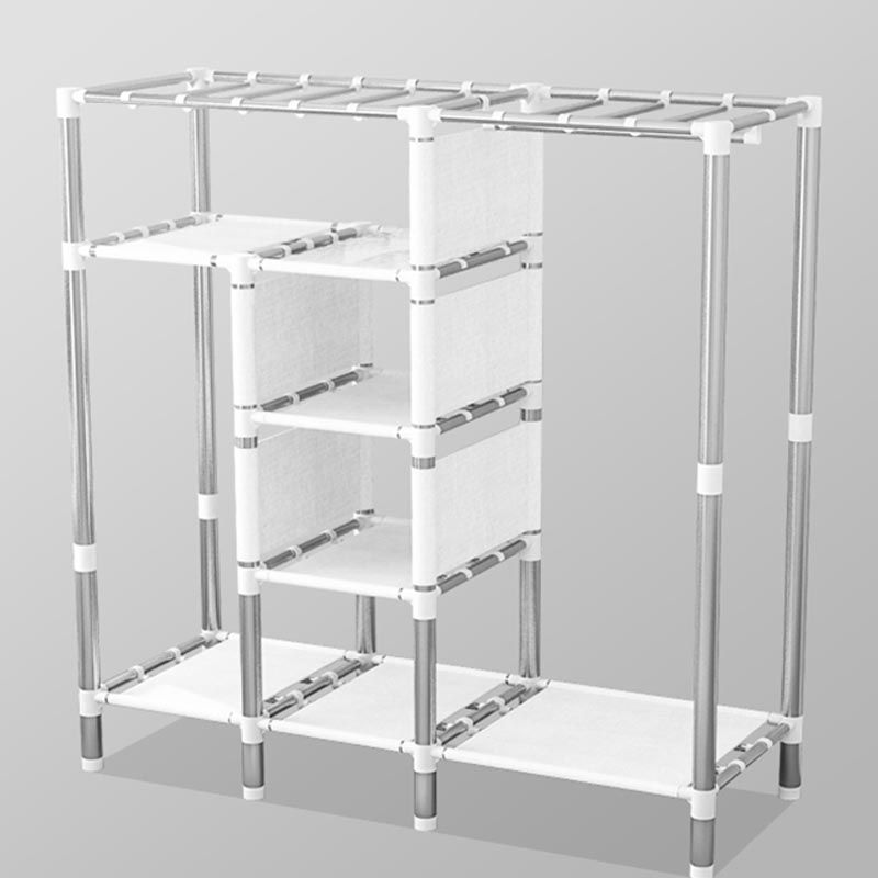 シルバースチールフレームワードローブキャビネットコンテンポラリーホームワードローブ