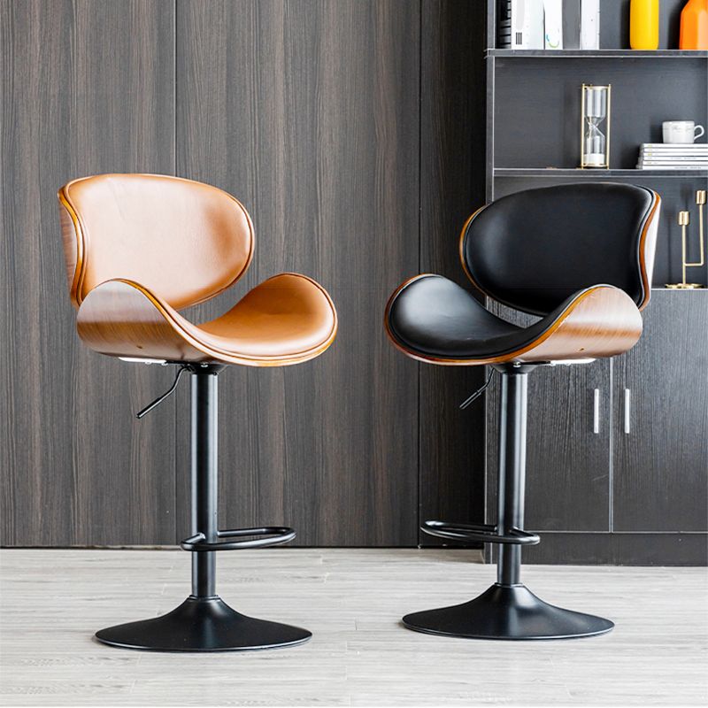 Scandinavian Adjustable Height Swivel Counter Stools Leather Wood Bar Stools (1 Piece) Clearhalo 'Bar Furniture' 'Bar Stools' 'bar_stools' 'furn' 'furn_bar_stools' 'furniture_bar_stools' 'Kitchen & Dining Furniture' 'kitchen&dining_furn' 'kitchen' 'kitchen_furn' Furniture' 1200x1200_2ae33d4f-deb2-4a9e-b3ad-9923f3ba5dc3