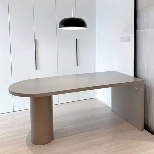 Houten top en houten voetstuk eettafel eigentijdse bars tafel voor eiland