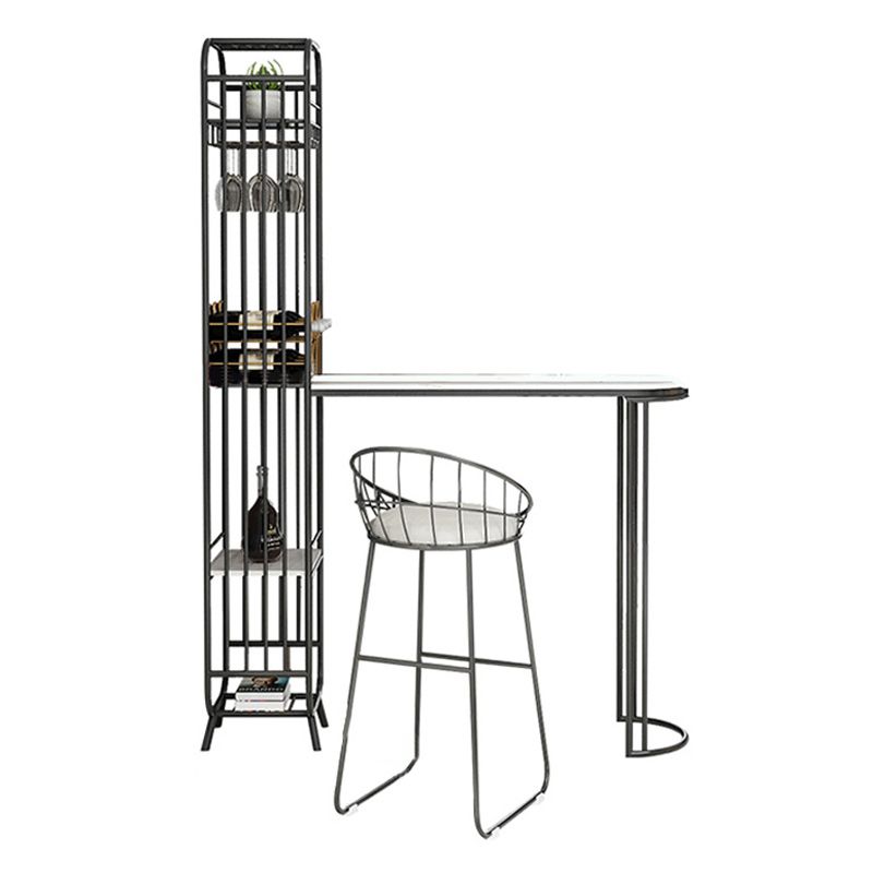 Stone Bar eettafel Glam rechthoekige staaftafel met dubbele voetstuk voor veranda keuken