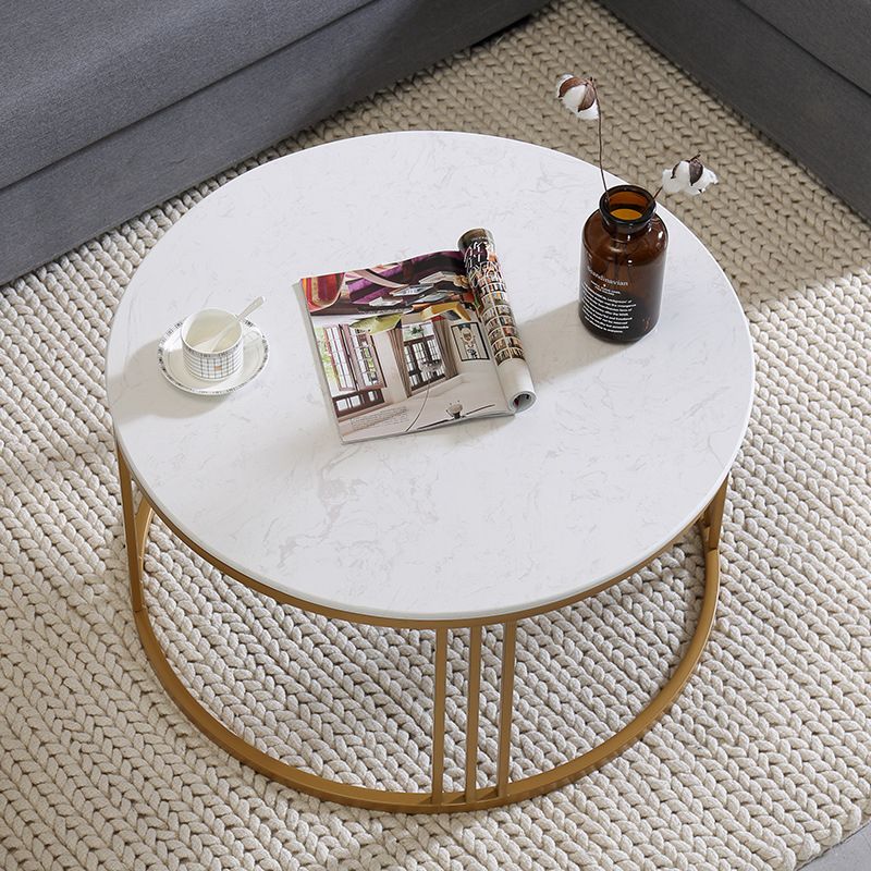 Metal Glam Fram Gold Base Coffee Table Stone Top Cocktail Table Clearhalo 'Coffee & Accent Tables' 'Coffee Tables' 'coffee_tables' 'furn' 'furn_coffee_tables' 'Furniture' 'Living Room Furniture' 1200x1200_2ae80d46-6f71-465f-83ea-d1de7f40440e