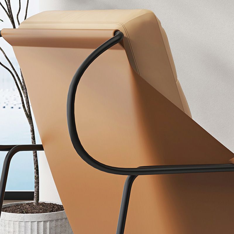 Mid-century Pu Leather Lounge Chair Solid Color Sewn Pillow Back Chair Clearhalo 'Accent Chairs' 'accent_chairs' 'Chairs & Seating' 'furn' 'furn_accent_chairs' 'Furniture' 'Living Room Furniture' 1200x1200_2ae8cfac-2627-4162-9365-72872a33e461