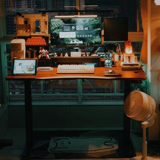 Irregular Shaped Computer Desk Table Wood Writing Desk in Brown
