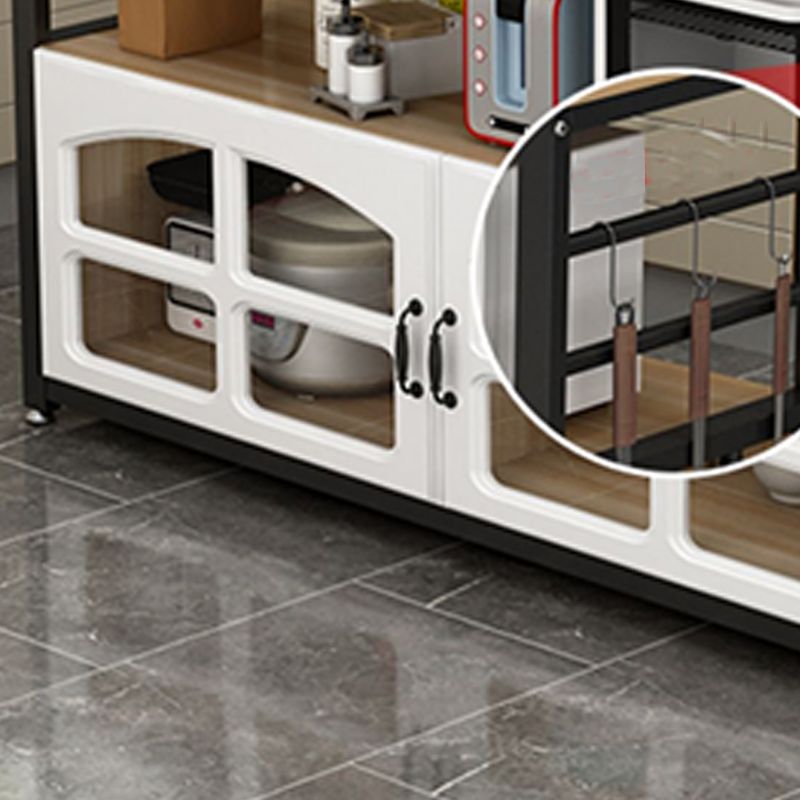 Black and White Kitchen Cart Metal and Wood Kitchen Island with Storage Cabinets Clearhalo 'furn' 'furn_kitchen_islands_carts' 'Furniture' 'Kitchen & Dining Furniture' 'Kitchen Islands & Carts' 'kitchen_islands_carts' 1200x1200_2aedfa93-be5f-4aac-a046-6c21e66c428a