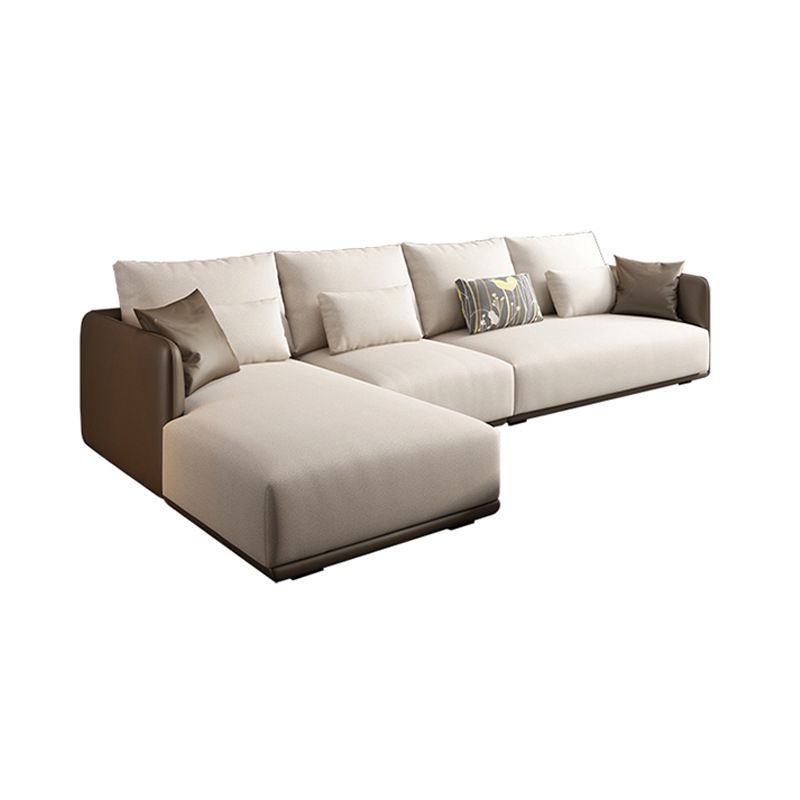 Square Arm Modular Settee Furniture Loveseat with Pillows Ivory Sofa and Chaise Clearhalo 'furn' 'furn_sectionals' 'Furniture' 'furniture_sectionals' 'Living Room Furniture' 'Sectionals' 1200x1200_2aee3889-d2a1-4b7b-aa41-53e08d8be307