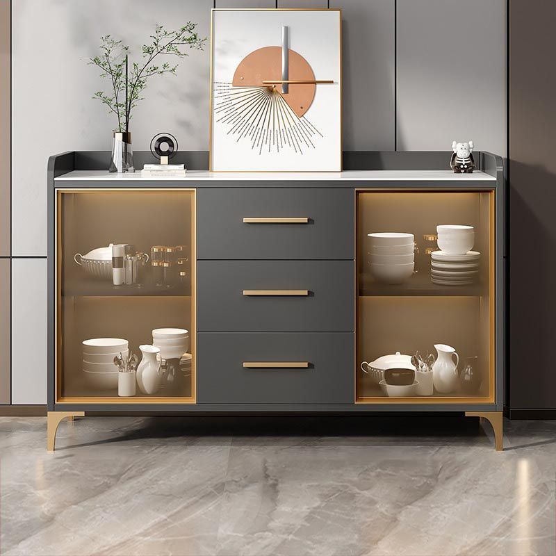 Server di pranzo controcette in vetro contemporaneo server in legno fabbricato senza lampada