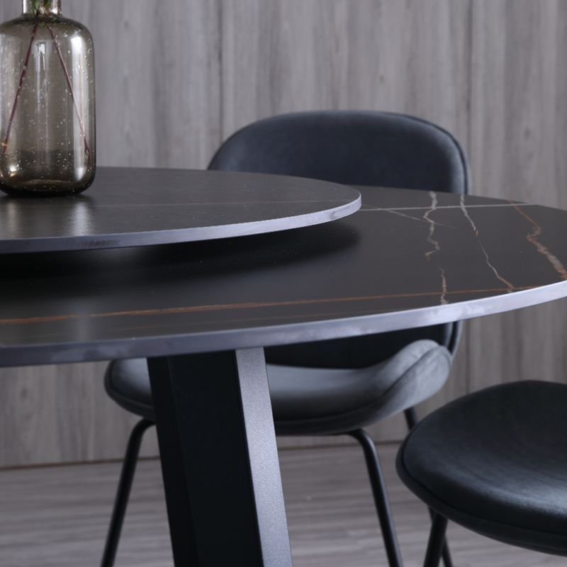 Metal and Stone Table Glam Style Simple Home Black Round Dining Table Clearhalo 'Dining Tables & Seating' 'Dining Tables' 'dining_table' 'furn' 'furn_dining_table' 'Furniture' 'Kitchen & Dining Furniture' 1200x1200_2af158ec-2736-4204-8f2c-2fe51fb56c4f