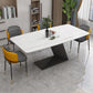 Stone Top Modern Dining Room Table Rectangle Dining Table with Black Pedestal Base Clearhalo 'Dining Tables & Seating' 'Dining Tables' 'dining_table' 'furn' 'furn_dining_table' 'Furniture' 'furniture_dining_table' 'Kitchen & Dining Furniture' 'kitchen' 'kitchen_dining_table' 1200x1200_2af1e03e-d3a7-4839-aa1c-34db0f74673e