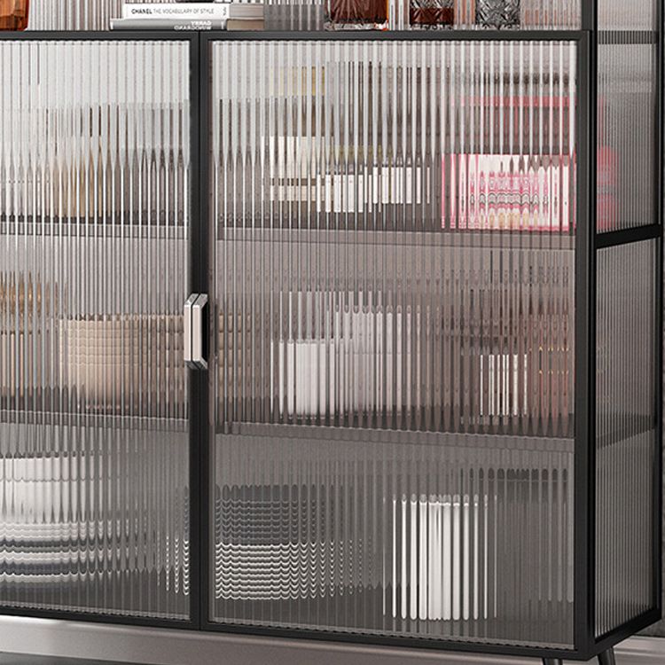 Glam Metal Curio Curio Porte di vetro Visualizza mobile per soggiorno per soggiorno