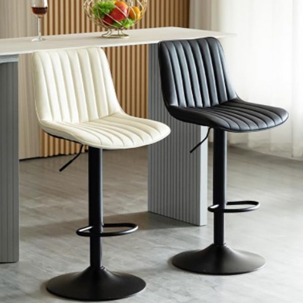 Scandinavian Metal Stool Adjustable Low Back Faux Leather Barstools in Matte Finish Clearhalo 'Bar Furniture' 'Bar Stools' 'bar_stools' 'furn' 'furn_bar_stools' 'Furniture' 'Kitchen & Dining Furniture' 1200x1200_2af37a12-25c3-4d8e-bbbb-ba0bc571e91b