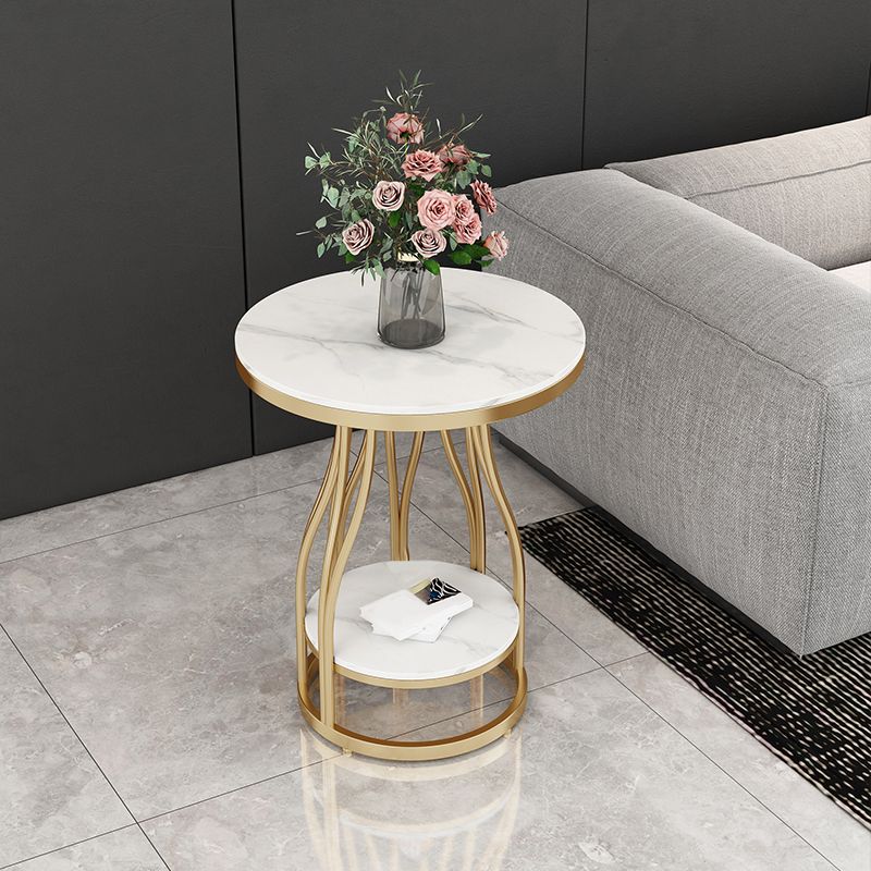 2-Tier Modern Metal Round Side Table 19.7-inch End Table with Shelf Clearhalo 'Coffee & Accent Tables' 'End & Side Tables' 'end_side_tables' 'furn' 'furn_end_side_tables' 'Furniture' 'Living Room Furniture' 1200x1200_2af62a8e-2f86-488c-9f5f-fb7c346b6688