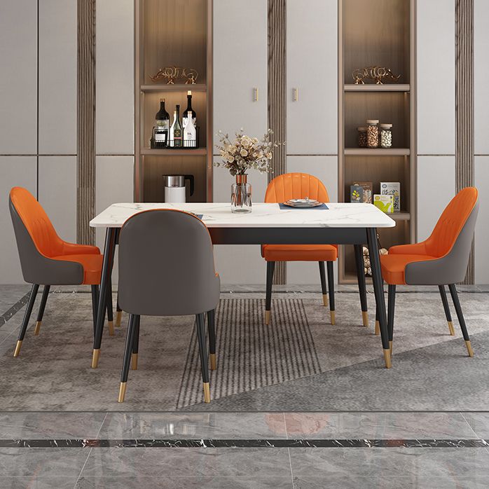 Modern Style Sintered Stone Dining Table White Rectangle Table with Metal Base for Home Use Clearhalo ' dining_table' 'Dining Tables & Seating' 'Dining Tables' 'furn' 'furn_dining_table' 'Furniture' 'furniture_dining_table' 'Kitchen & Dining Furniture' 'kitchen&dining_furn' 'kitchen' 'kitchen_dining_table' 1200x1200_2af6530a-2e8d-477c-a432-d6f3ac1860bf