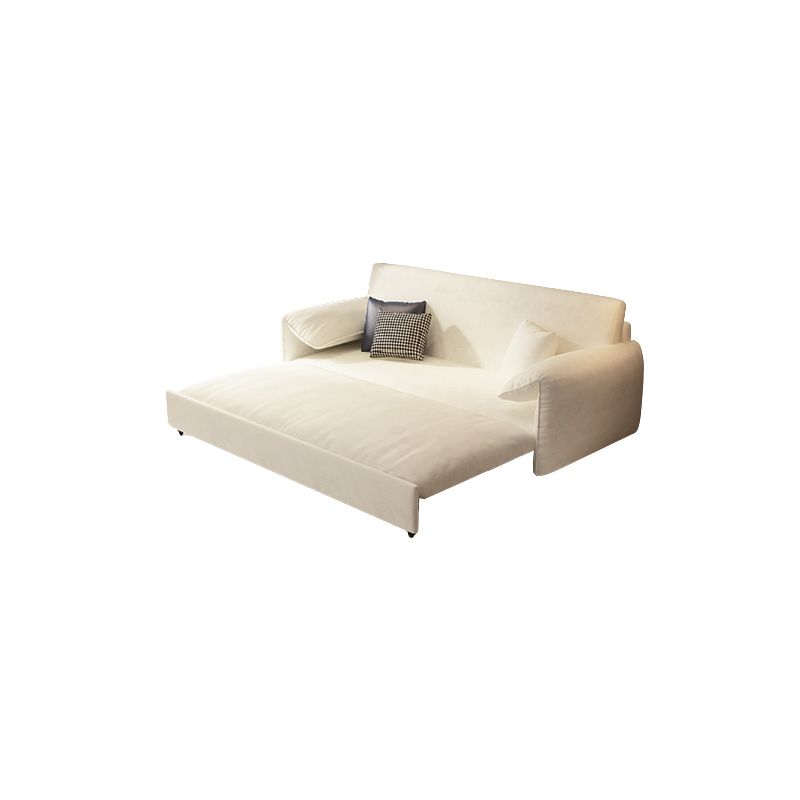 Faux Leather Sofa Bed Convertible with Storage Sofa in Beige