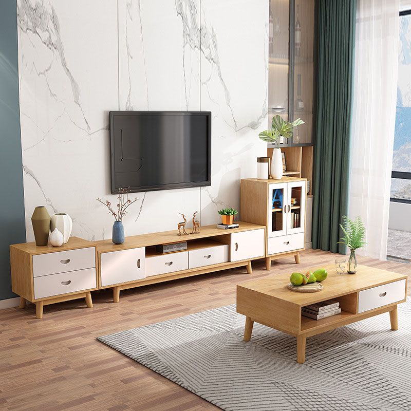 Console multimédia TV en bois Console multimédia scandinave avec tiroirs