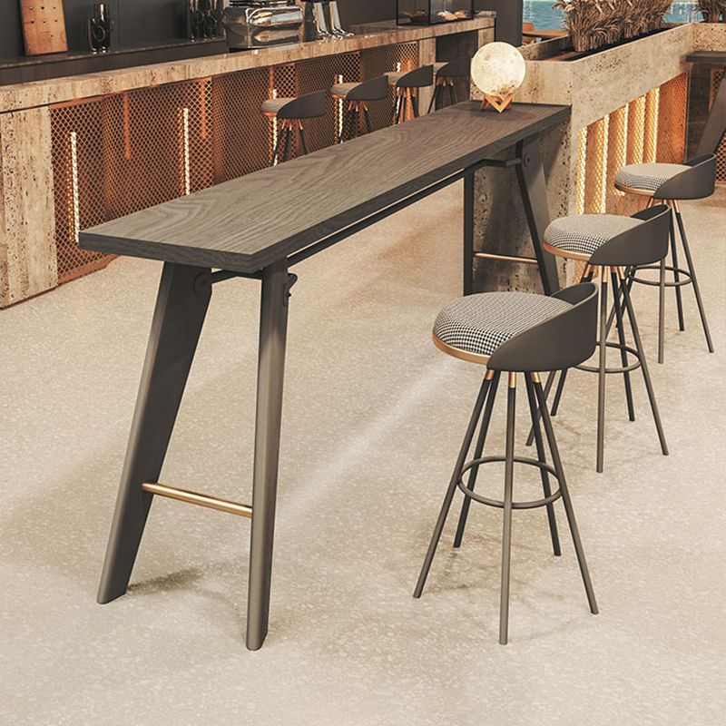 Table de bar rectangulaire de style Glam, table de salle à manger fixe en bois massif avec 4 pieds